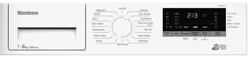 Blomberg LWI284410 8kg 1400 Spin Built In Washing Machine with Fast Full Load - White | Atlantic Electrics