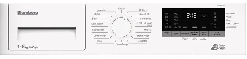 Blomberg LWI284410 8kg 1400 Spin Built In Washing Machine with Fast Full Load - White - Atlantic Electrics - 39477746827487 