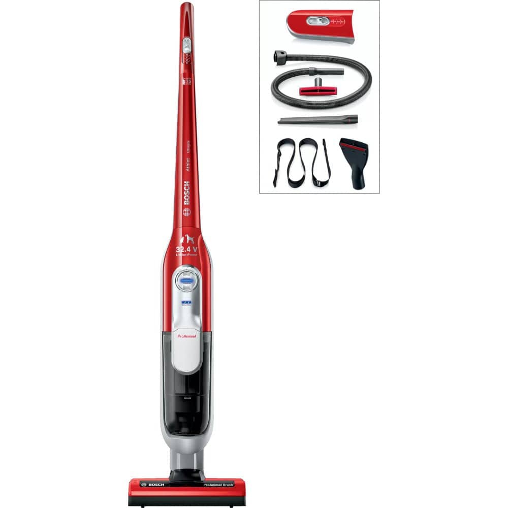 Bosch BCH7PETGB Athlet Serie 8 ProAnimal 32.4V Cordless Vacuum Cleaner, upto 75 minutes runtime Red | Atlantic Electrics - 39477760000223 