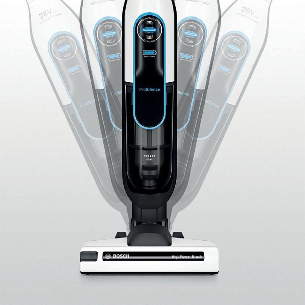 Bosch BCH86SILGB Athlet Serie 6 Prosilence Upright Vacuum Cleaner, 28.5cm Wide - 60 Minutes Run Time - White | Atlantic Electrics - 39477756592351 