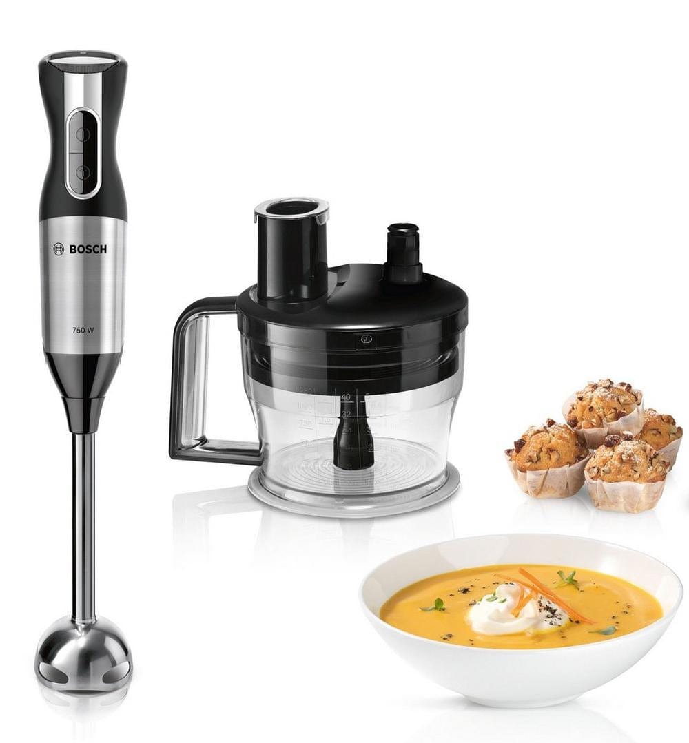 Bosch ErgoMixx MSM6S90BGB Hand Blender with Food Processor, 750W - Black & Silver | Atlantic Electrics - 39477763047647 