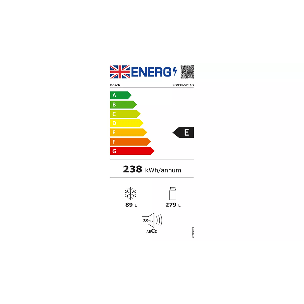 Bosch KGN39VWEAG Frost Free Fridge Freezer - White | Atlantic Electrics