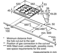Thumbnail Bosch PCP6A5B90 3450W Integrated 4 Burner Gas Hob Stainless Steel Silver - 39477768683743