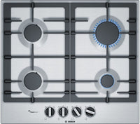 Thumbnail Bosch PCP6A5B90 3450W Integrated 4 Burner Gas Hob Stainless Steel Silver - 39477768519903