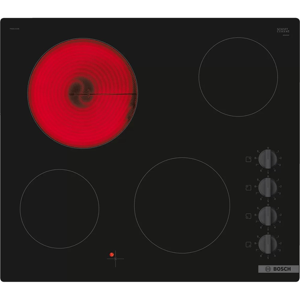 Bosch PKE611CA3E 59.2cm Wide Frameless Electric Ceramic Hob - Black | Atlantic Electrics - 39477769634015 