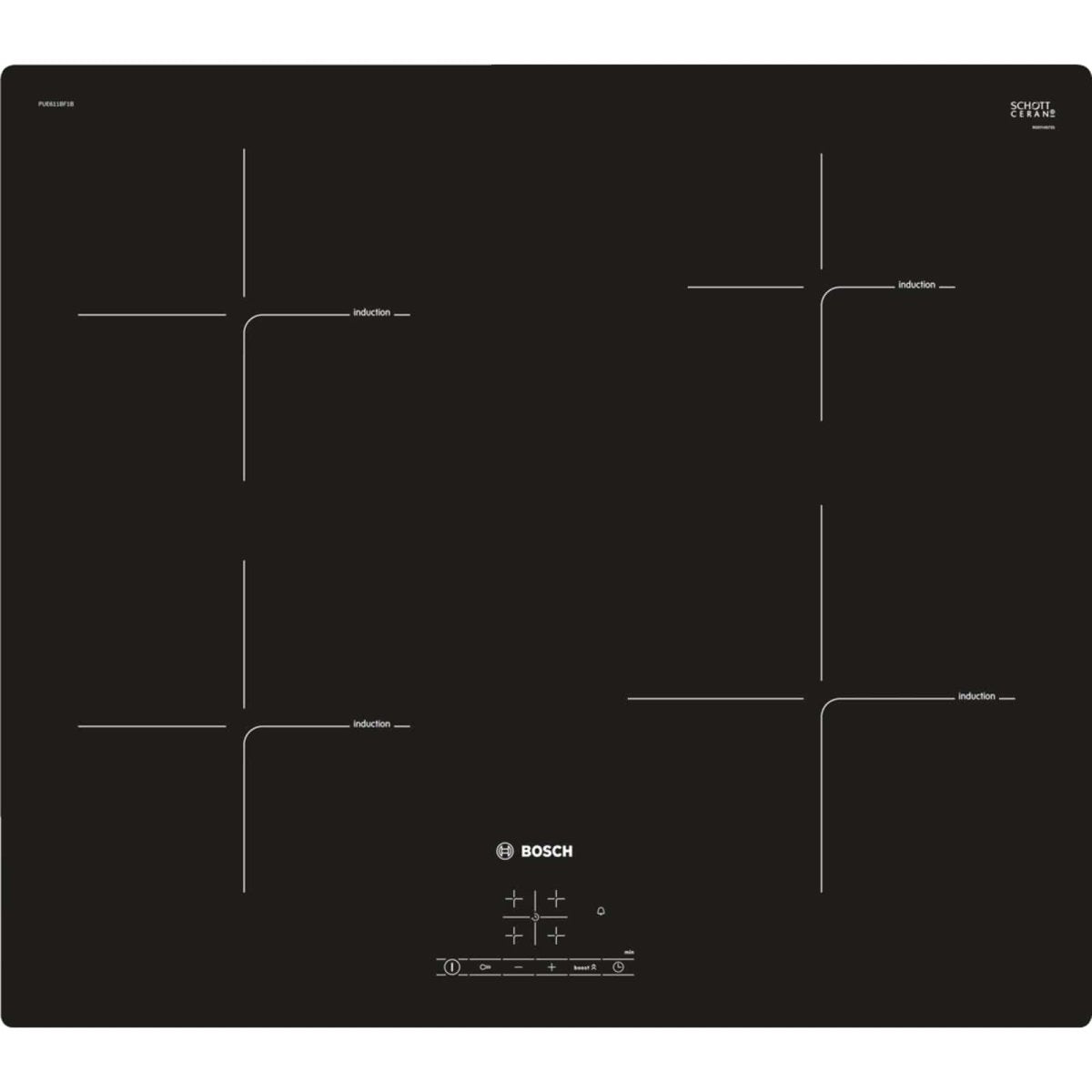 Bosch PUE611BF1B 60cm Induction Hob - Black | Atlantic Electrics