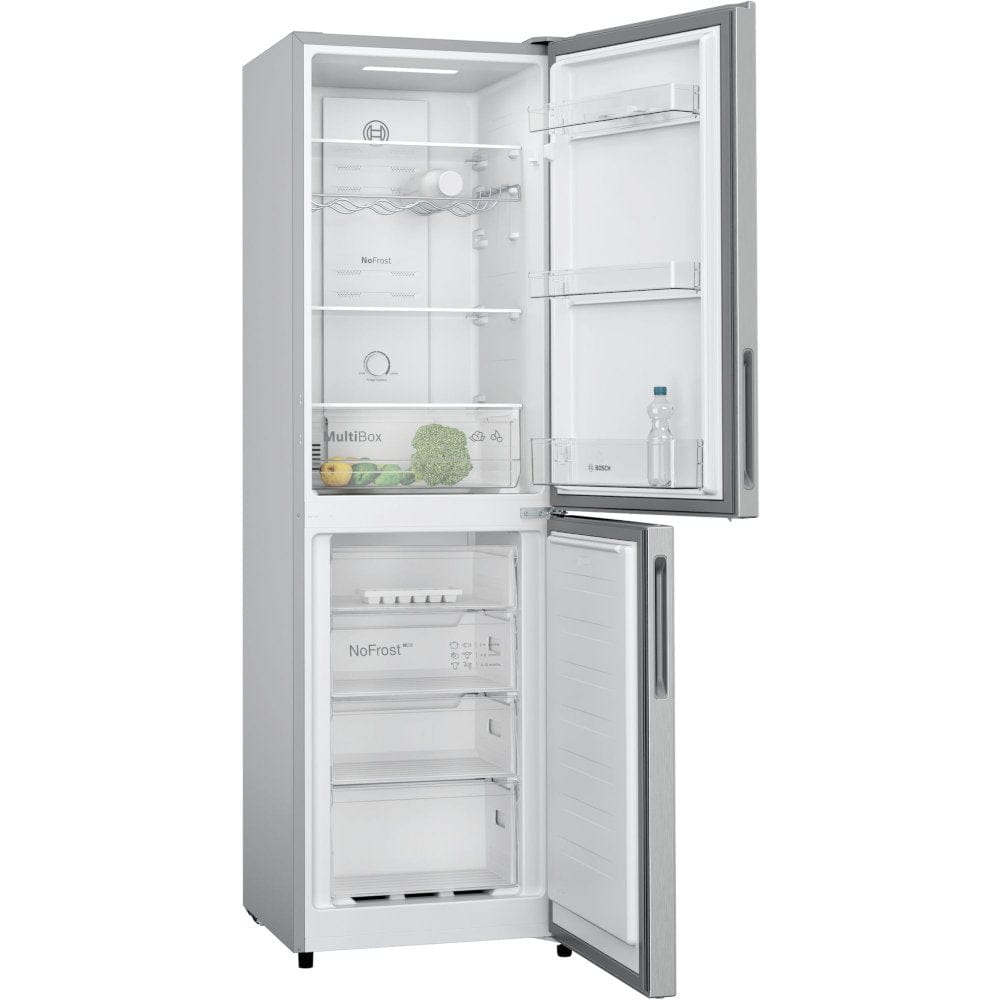 Bosch Serie 2 KGN27NLFAG Freestanding Fridge Freezer, Stainless Steel Look | Atlantic Electrics - 39477771632863 