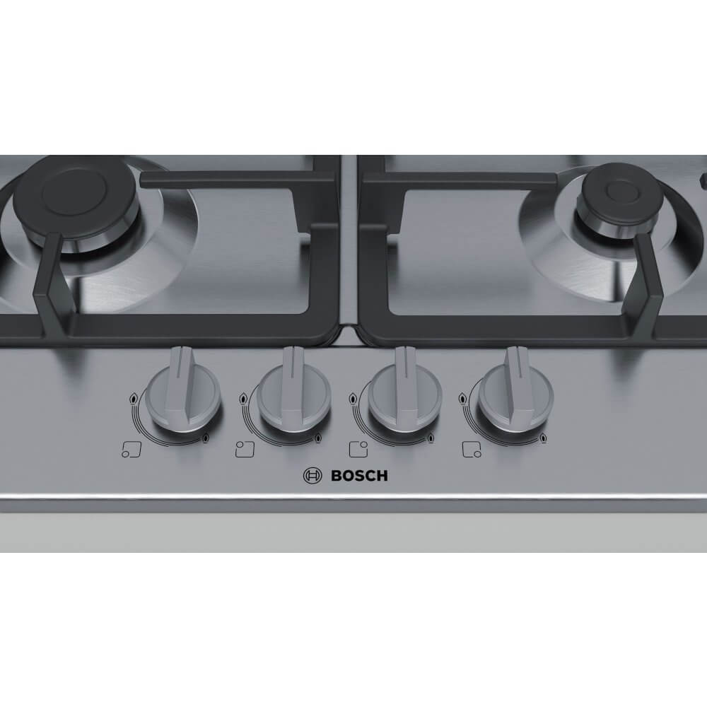 Bosch Series 4 PGP6B5B90 58cm Gas Hob - Stainless Steel | Atlantic Electrics - 39915468947679 