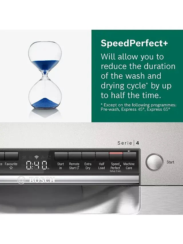 Bosch SMS4HCI40G Wifi Connected Standard Dishwasher - Stainless Steel Effect | Atlantic Electrics