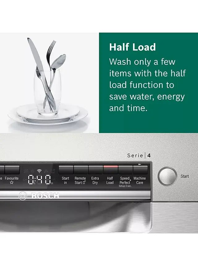 Bosch SMS4HCI40G Wifi Connected Standard Dishwasher - Stainless Steel Effect | Atlantic Electrics