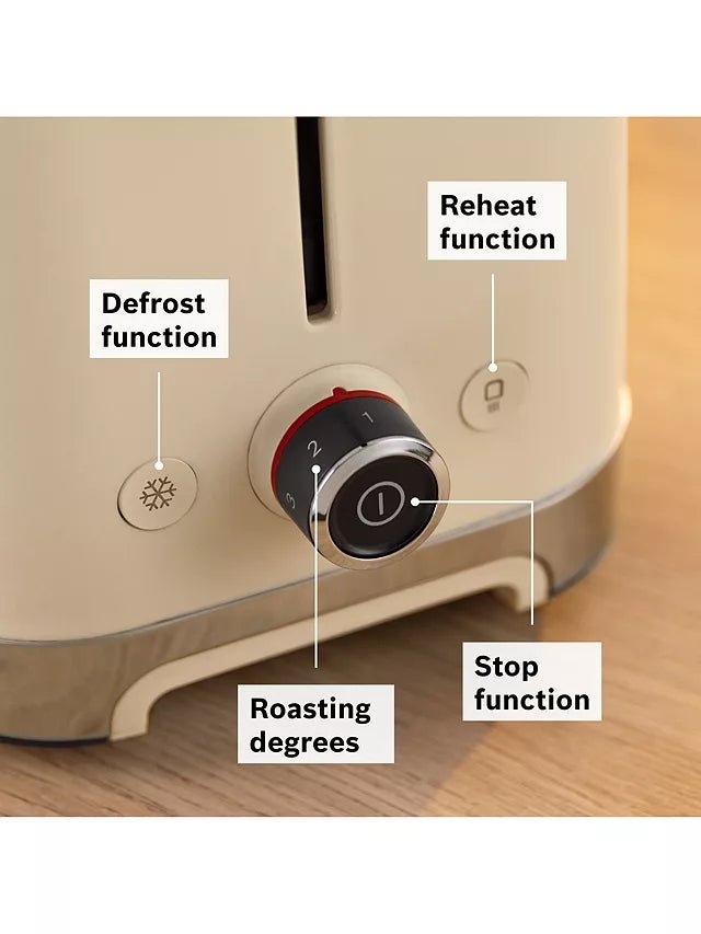 Bosch TAT4M227GB Compact 2-Slice Toaster - Cream | Atlantic Electrics - 41130183360735 