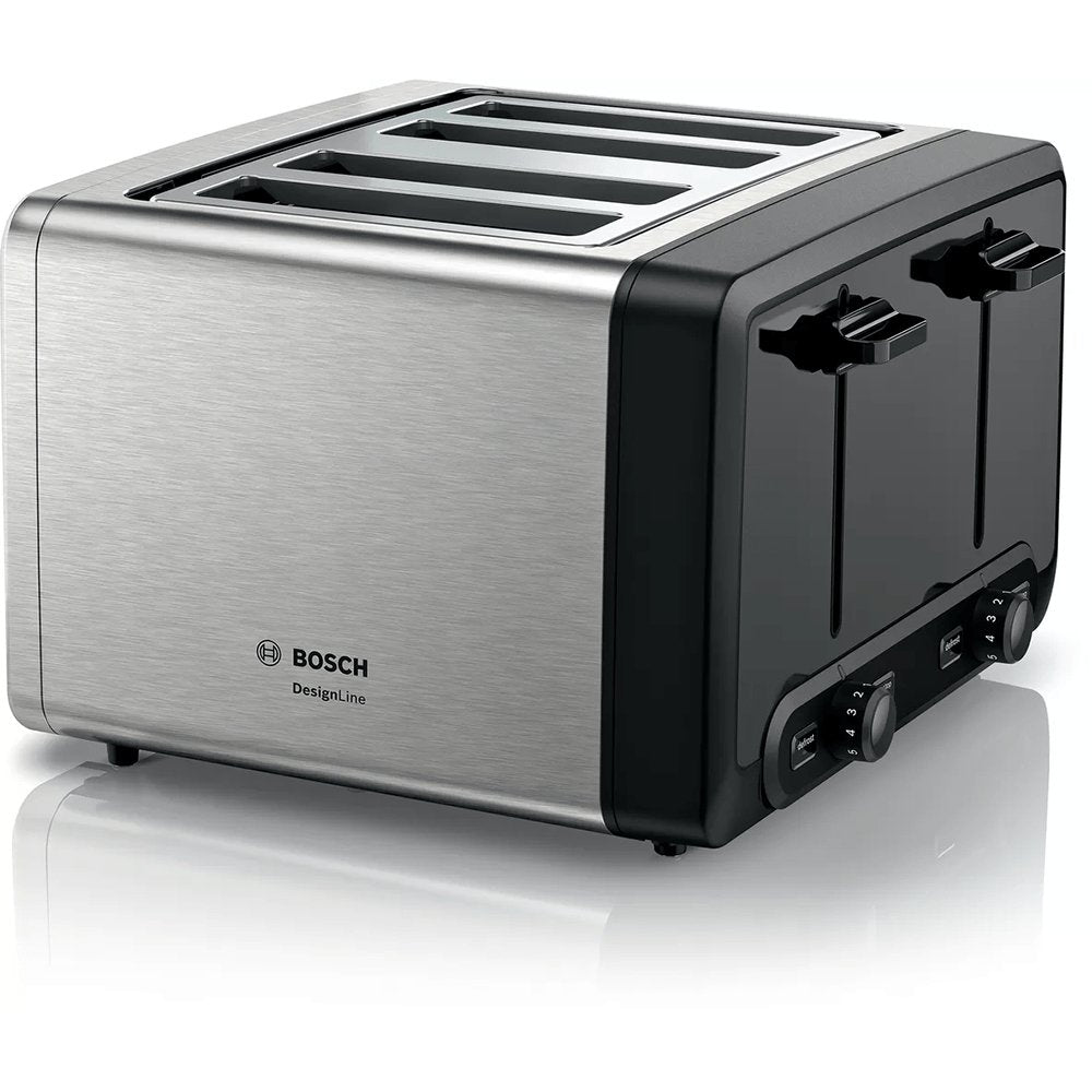 Bosch TAT4P440GB Toaster DesignLine, 4 Slice, 30cm Wide - Stainless Steel - Atlantic Electrics - 39477784871135 