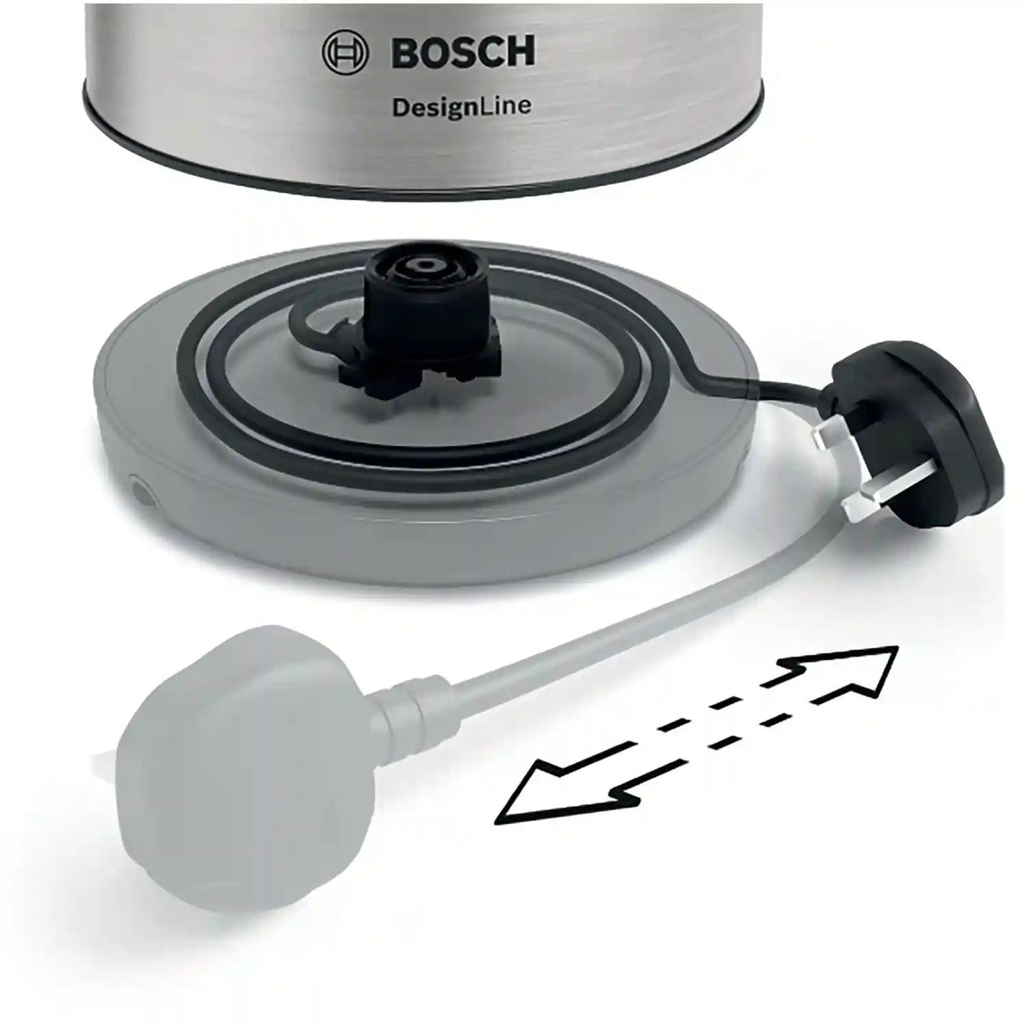 Bosch TWK3P420GB 1.7L 3KW Designline Kettle - Stainless Steel - Atlantic Electrics