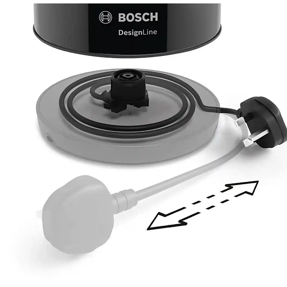 Bosch TWK3P423GB 1.7L 3KW Designline Kettle - Black | Atlantic Electrics - 40263367491807 