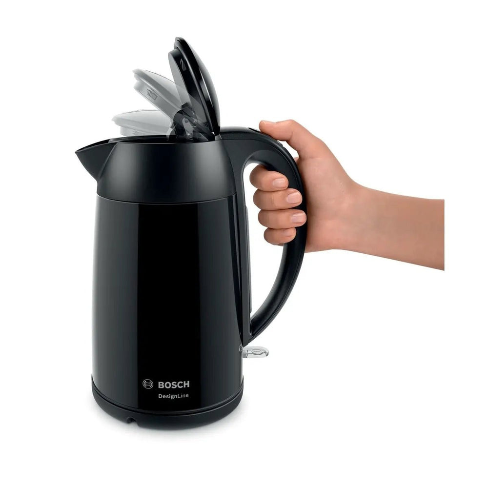 Bosch TWK3P423GB 1.7L 3KW Designline Kettle - Black | Atlantic Electrics - 40263367557343 