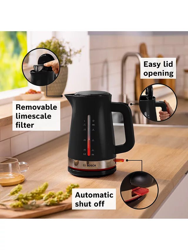 Bosch TWK4M223GB 1.7 Litre Cordless Kettle - Black | Atlantic Electrics - 41130184016095 