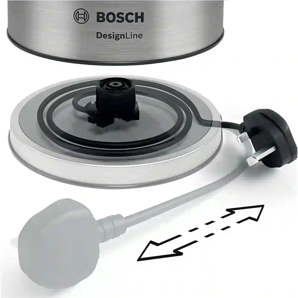 Bosch TWK5P480GB 3Kw 1.7L Designline Kettle - Stainless Steel - Atlantic Electrics