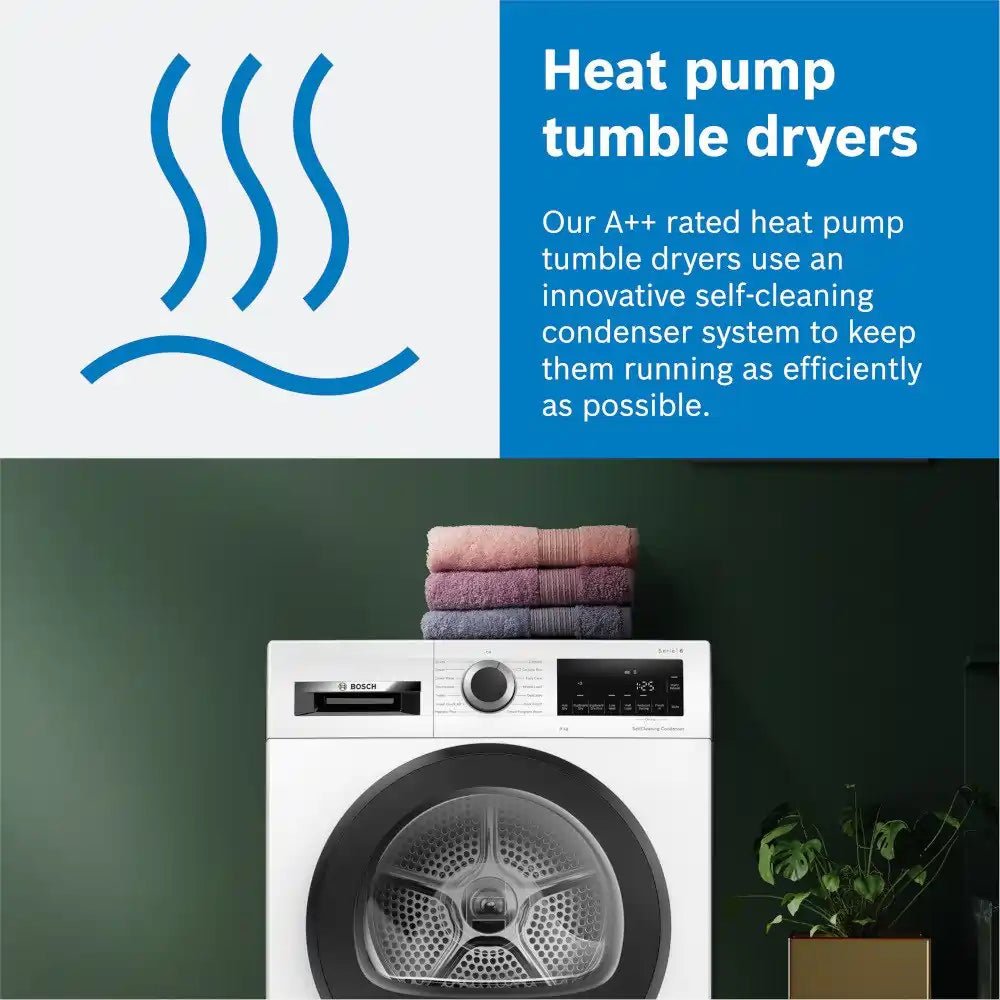 Bosch WTH85223GB 8kg Heat Pump Tumble Dryer - White | Atlantic Electrics