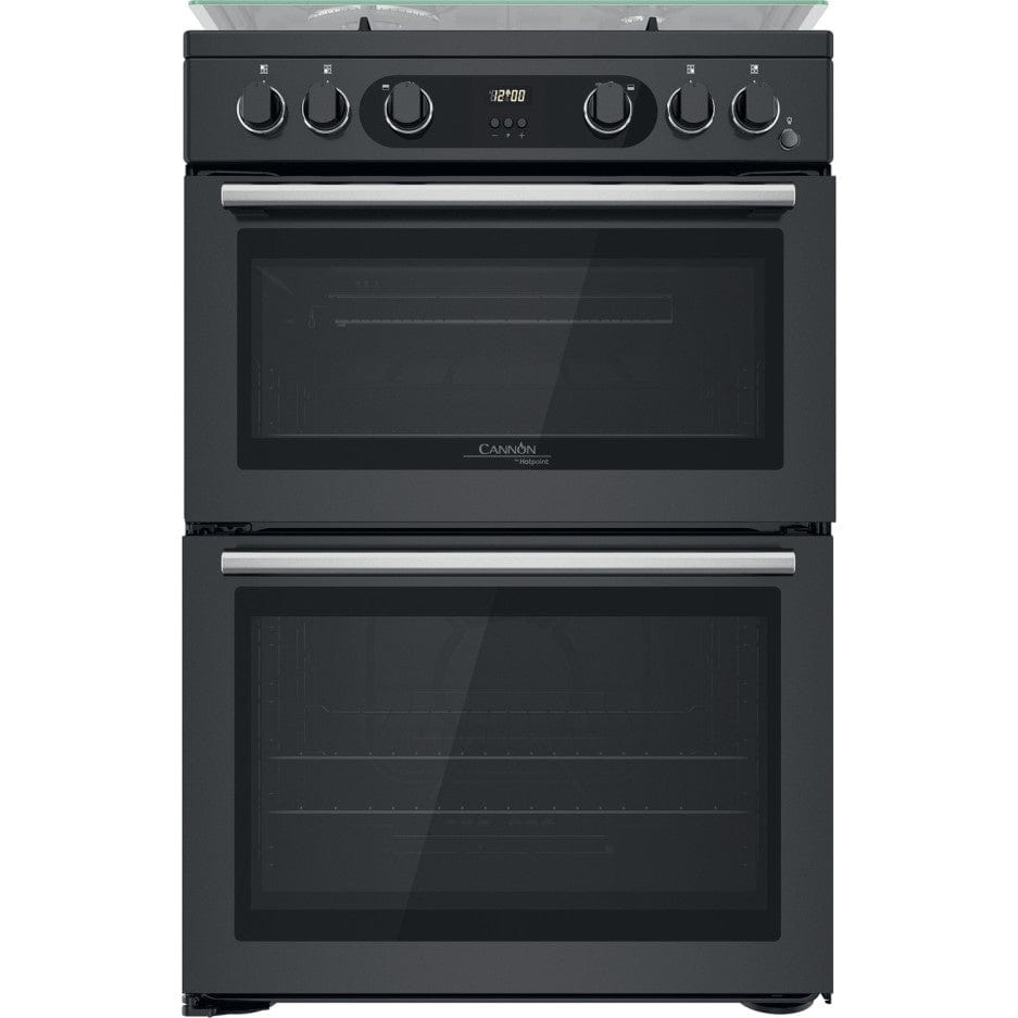 Cannon by Hotpoint CD67G0C2CA-UK 60cm Double Oven Gas Cooker - Anthracite Black | Atlantic Electrics