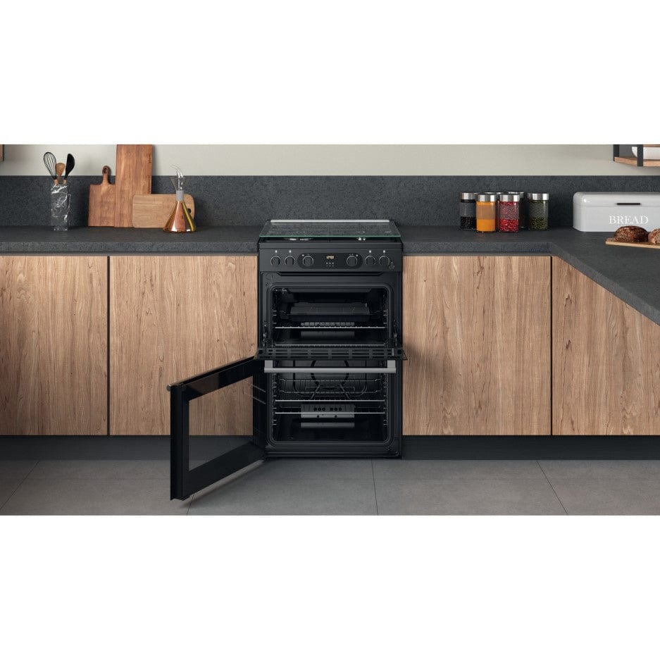 Cannon by Hotpoint CD67G0C2CA-UK 60cm Double Oven Gas Cooker - Anthracite Black | Atlantic Electrics - 39477806399711 