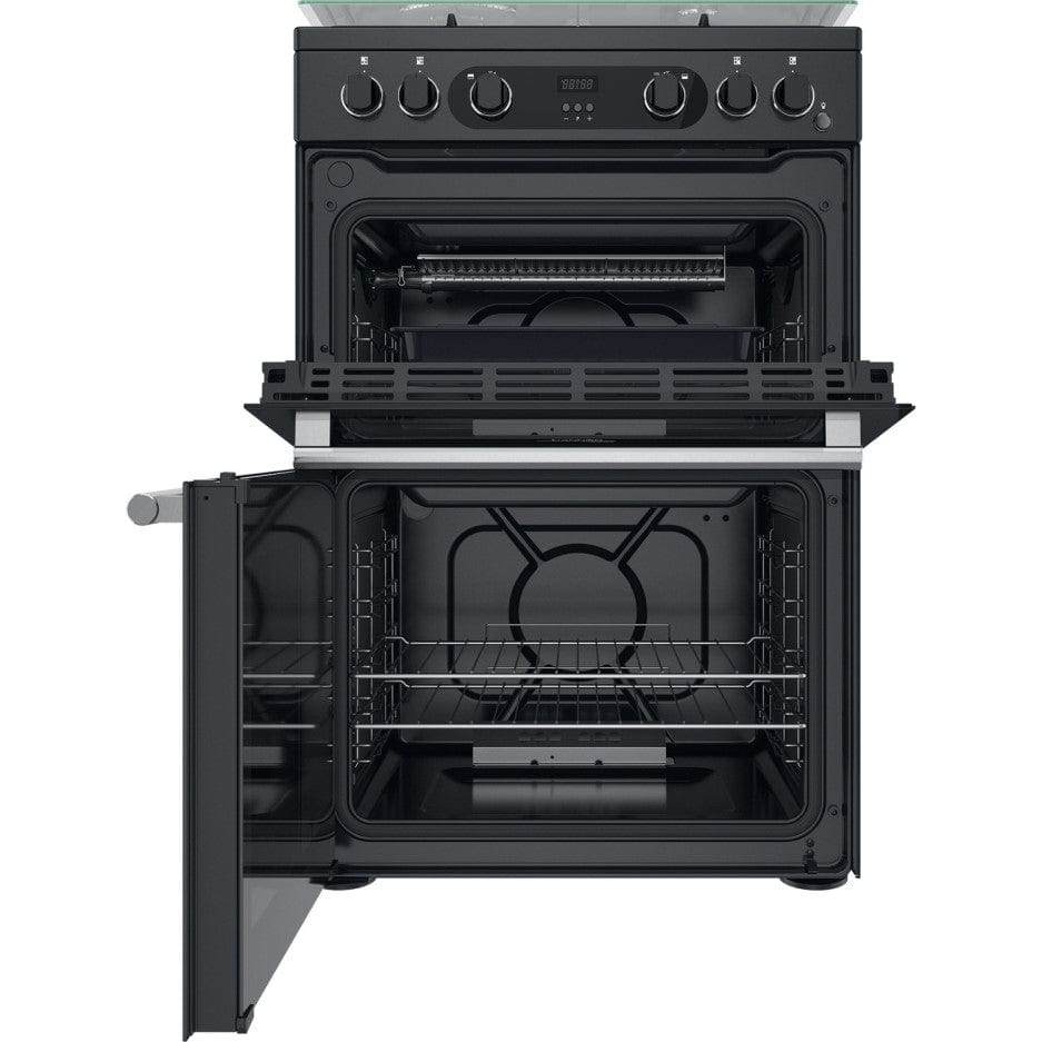 Cannon by Hotpoint CD67G0C2CA-UK 60cm Double Oven Gas Cooker - Anthracite Black | Atlantic Electrics - 39477806498015 