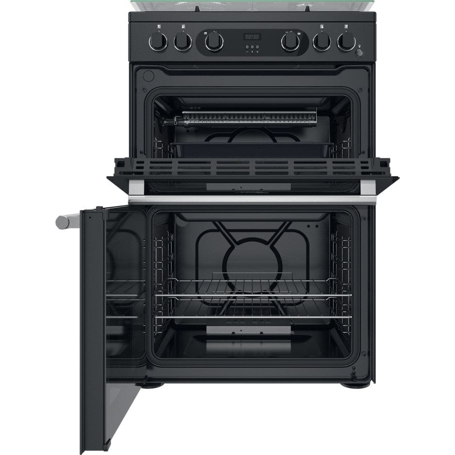 Cannon by Hotpoint CD67G0C2CA-UK 60cm Double Oven Gas Cooker - Anthracite Black | Atlantic Electrics