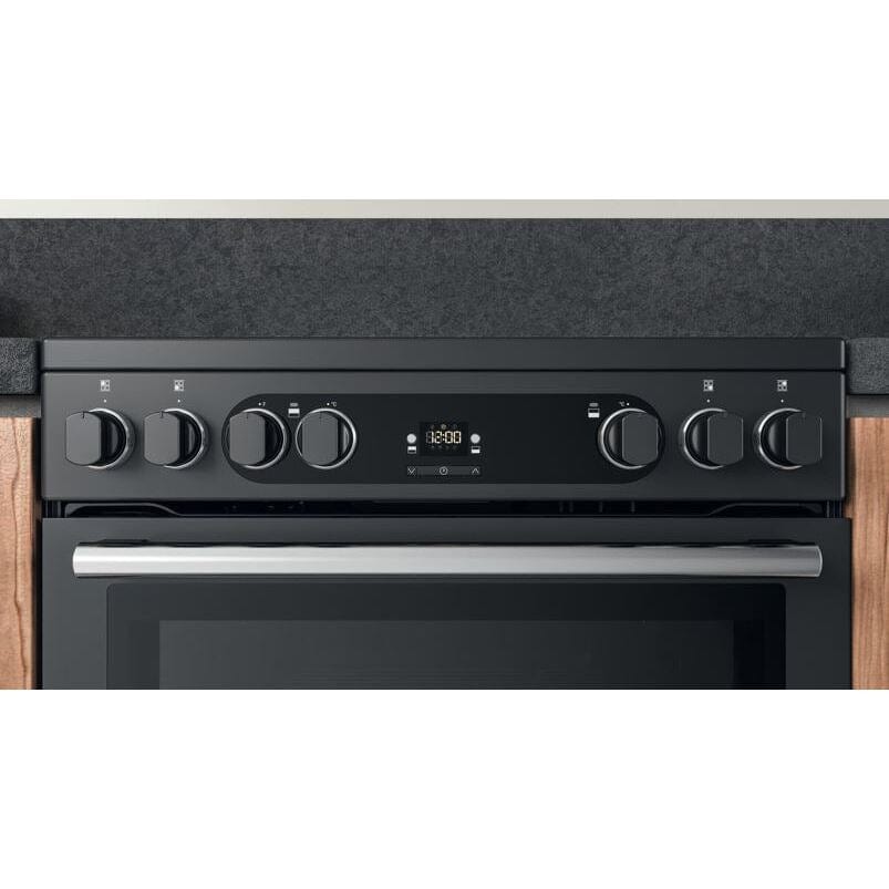 Cannon by Hotpoint CD67V9H2CA 60cm Electric Cooker Anthracite Double Oven Ceramic Hob Black | Atlantic Electrics