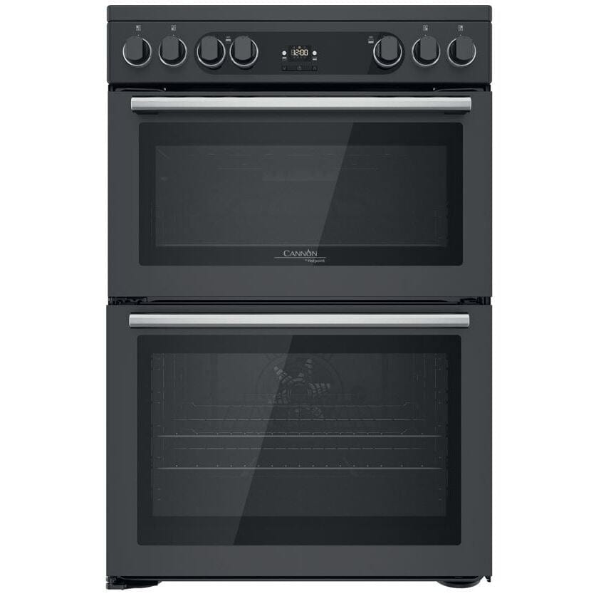 Cannon by Hotpoint CD67V9H2CA 60cm Electric Cooker Anthracite Double Oven Ceramic Hob Black | Atlantic Electrics - 39477806596319 