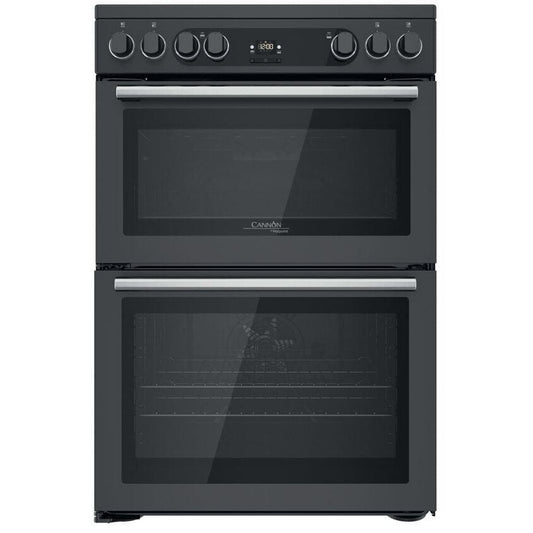 Cannon by Hotpoint CD67V9H2CA 60cm Electric Cooker Anthracite Double Oven Ceramic Hob Black | Atlantic Electrics