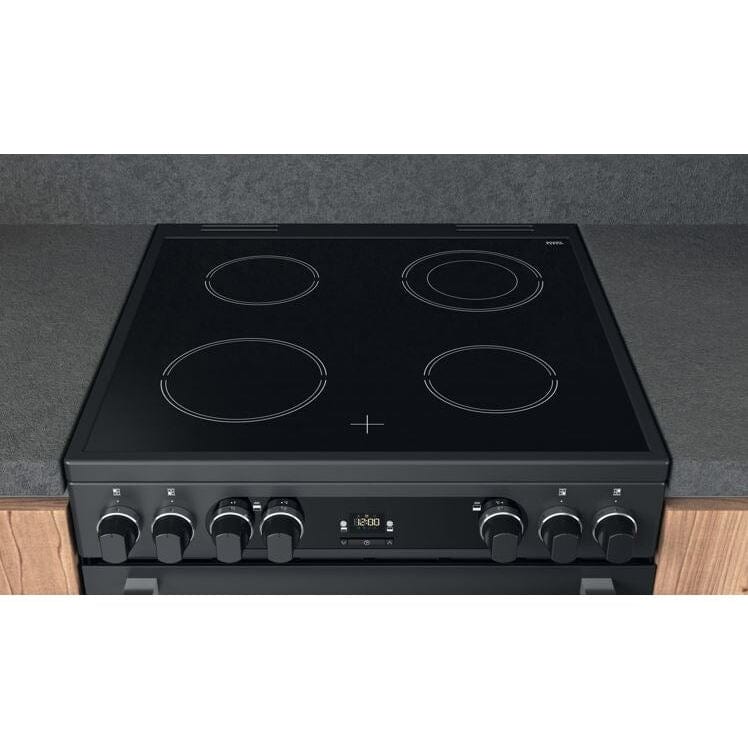 Cannon by Hotpoint CD67V9H2CA 60cm Electric Cooker Anthracite Double Oven Ceramic Hob Black | Atlantic Electrics - 39477806727391 