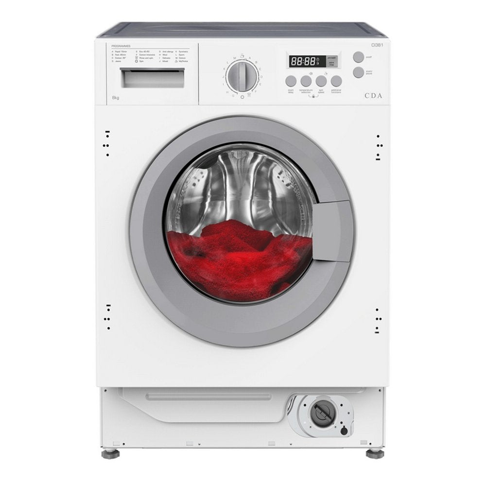 Cda CI381 8kg 1400 Spin Integrated Washing Machine, 59.5cm Wide - White - Atlantic Electrics - 39477802008799 
