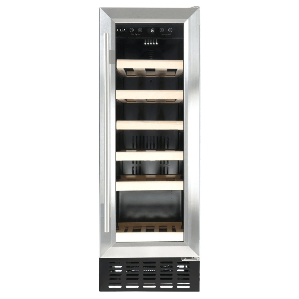 Cda WCCF0302SS 29.5cm Wide Freestanding Under Counter Wine Cooler, 19 Bottle Capacity - Stainless Steel | Atlantic Electrics - 39477802074335 