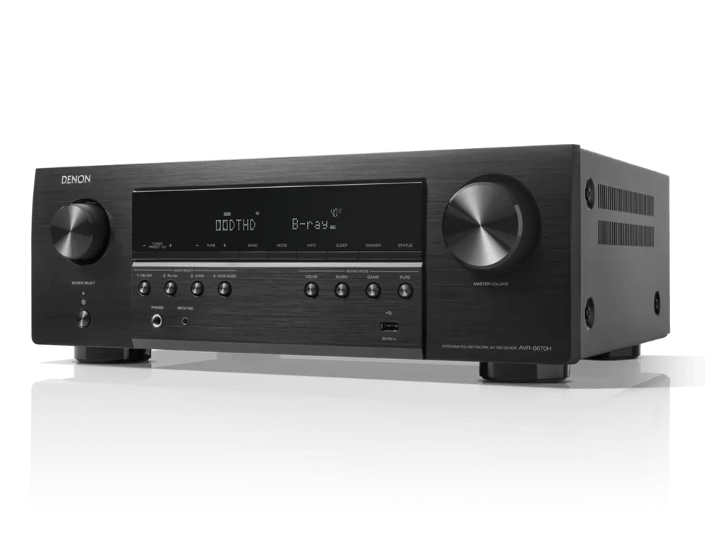 Denon AVR-S670H 5.2 Ch 135W 8K with HEOS Built-in AV Receiver - Black | Atlantic Electrics - 40662448177375 