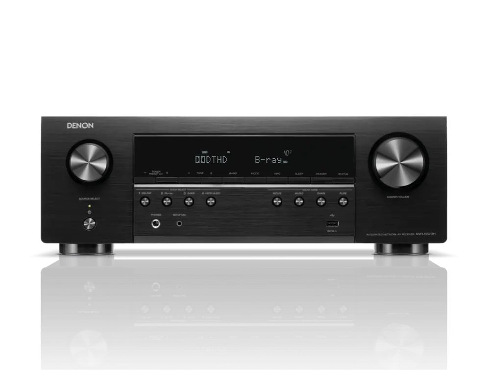 Denon AVR-S670H 5.2 Ch 135W 8K with HEOS Built-in AV Receiver - Black | Atlantic Electrics - 40662448111839 