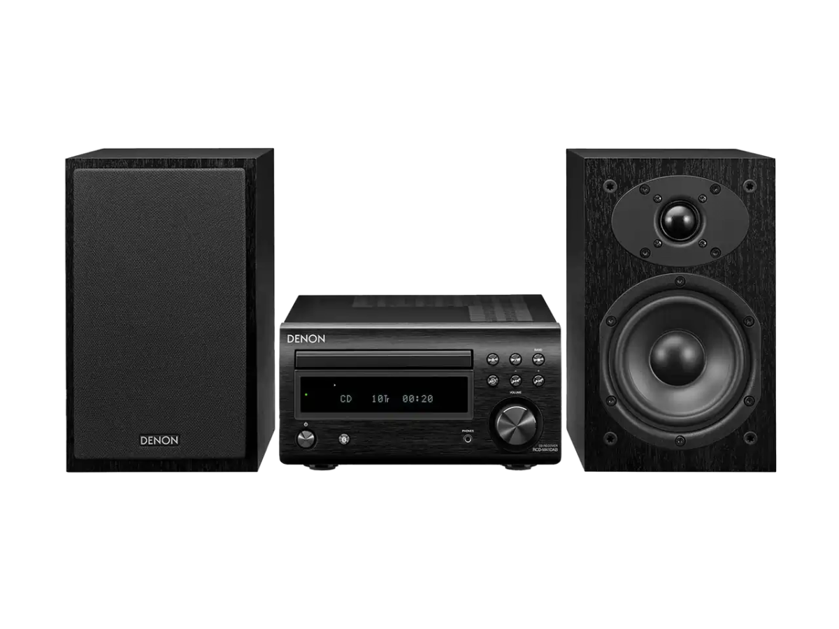 Denon DM41DAB Mini HiFi System with CD, Bluetooth and FM/DAB+Tuner - Black | Atlantic Electrics