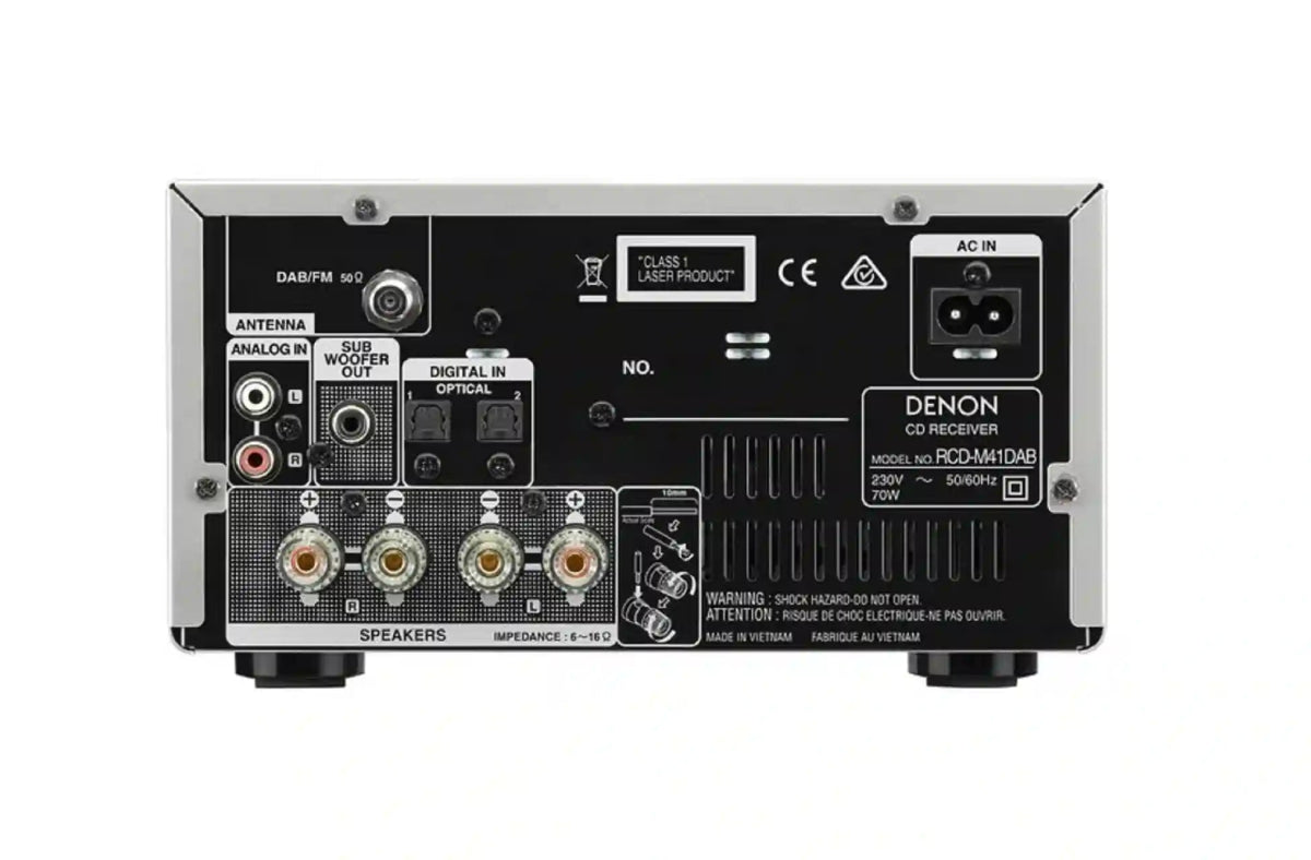 Denon DM41DAB Mini HiFi System with CD, Bluetooth and FM/DAB+Tuner - Silver - Atlantic Electrics