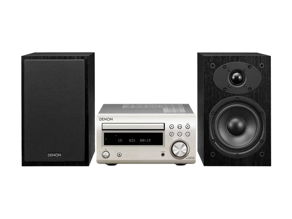 Denon DM41DAB Mini HiFi System with CD, Bluetooth and FM/DAB+Tuner - Silver | Atlantic Electrics - 40452118020319 