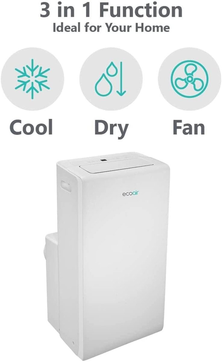 EcoAir Crystal MK2 12000 BTU R290 WiFi Portable Air Conditioning | Timer | Cooling Fan Dehumidify | 3 Fan Speeds | Remote Control | Class A With Carbon Filter - Atlantic Electrics - 39477820489951 