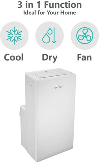 Thumbnail EcoAir Crystal MK2 12000 BTU R290 WiFi Portable Air Conditioning | Timer | Cooling Fan Dehumidify | 3 Fan Speeds | Remote Control | Class A With Carbon Filter - 39477820489951
