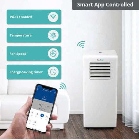 EcoAir Crystal MK2 7000 BTU Low Energy Portable Air Conditioner Cooling Class A+ | 5-in-1 with Wifi | Atlantic Electrics - 39477823340767 