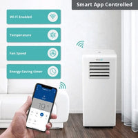 Thumbnail EcoAir Crystal MK2 9000 BTU WiFi Low Energy Class A+ Portable Air Conditioning Timer Cooling Fan Dehumidify 3 Fan Speeds Digital Panel Remote Control Free Window Seal Kit - 39477822750943