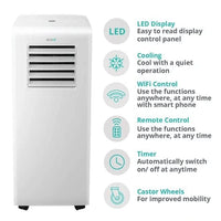 Thumbnail EcoAir Crystal MK2 9000 BTU WiFi Low Energy Class A+ Portable Air Conditioning Timer Cooling Fan Dehumidify 3 Fan Speeds Digital Panel Remote Control Free Window Seal Kit - 39477822652639