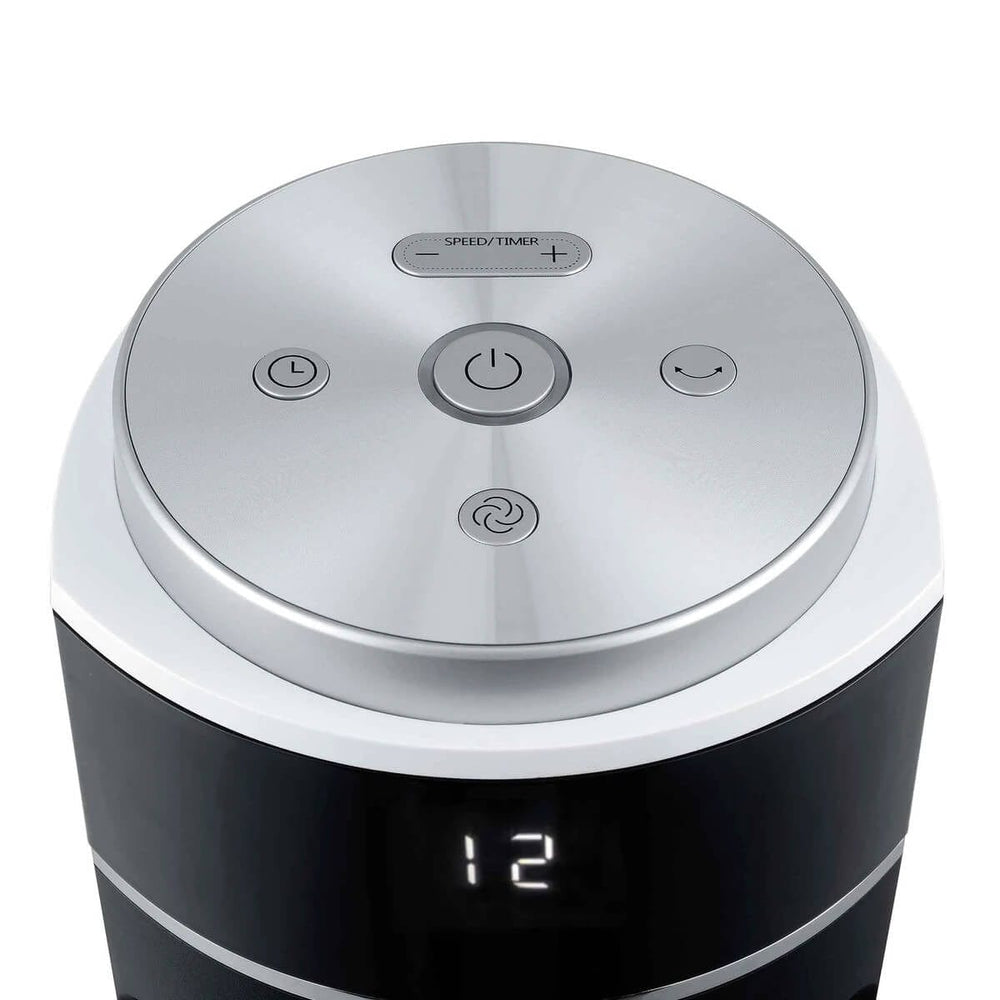 EcoAir Halo Low Energy Tower Fan, 2.8 Watts per hour, 12 Speeds, Oscillation Function - With Remote Control | Atlantic Electrics - 39477823701215 