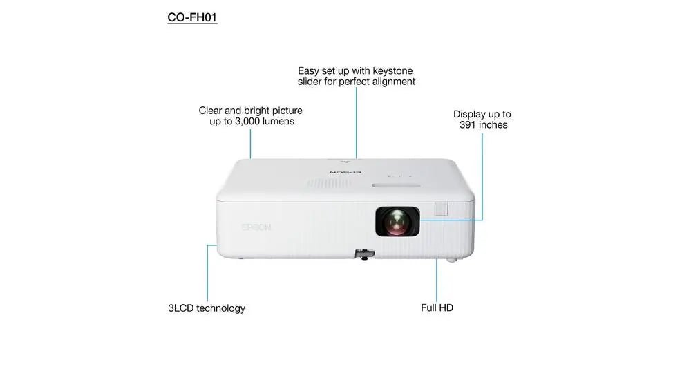 Epson CO-FH01 Big Screen Experience Full HD 1080p Projector White - Atlantic Electrics - 40333322453215 