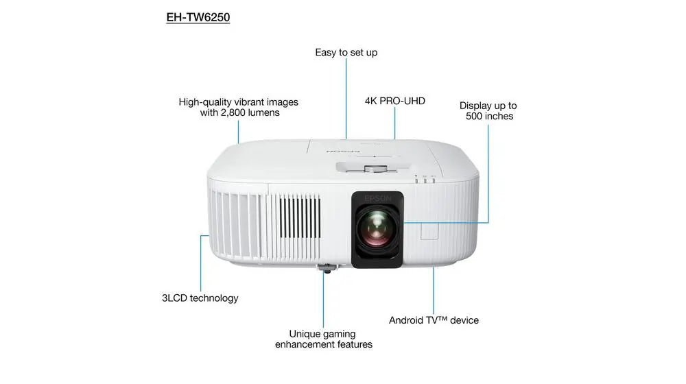 Epson EH-TW6250 4K Home Cinema Projector with built in Android TV | Atlantic Electrics - 40333321863391 