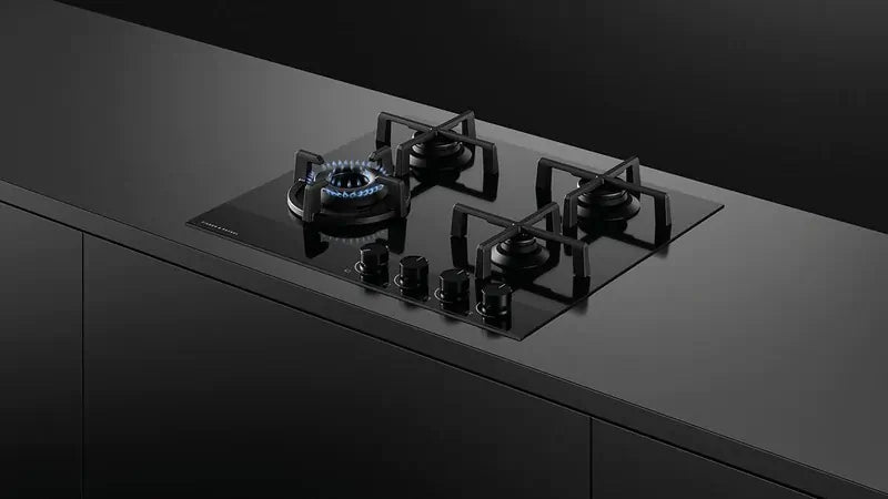 Fisher & Paykel CG604DLPGB4 4 Burner 60cm Gas Hob - Black - Atlantic Electrics - 40710228312287 