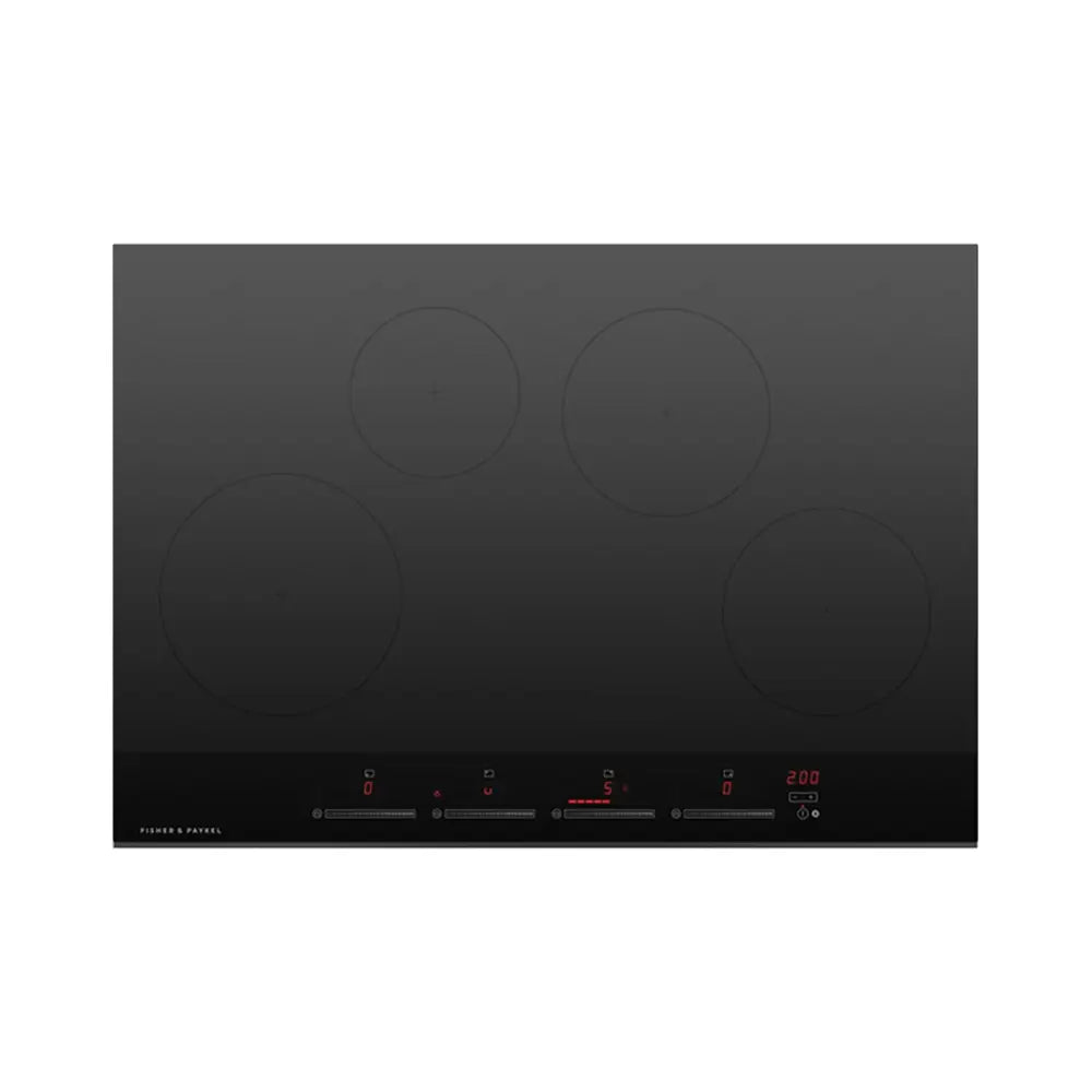 Fisher + Paykel CI764DTB4 Series 9 Minimal Induction Hob, 4 Zones,Touch&Slide Control, 76cm Wide - Black Glass | Atlantic Electrics