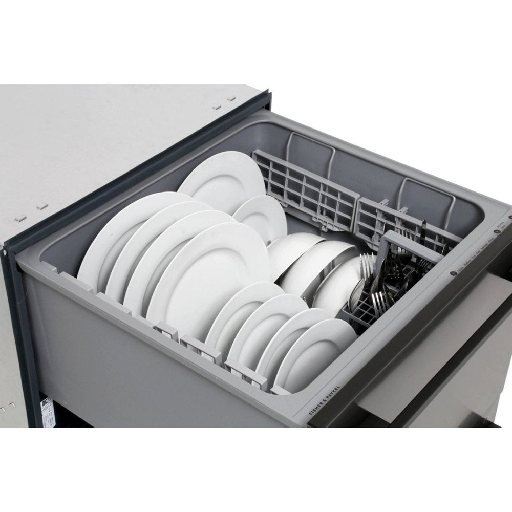 Fisher & Paykel Double DishDrawer DD60DDFHB9 Semi Integrated Standard Dishwasher - Black Steel Control Panel with Fixed Door Fixing Kit | Atlantic Electrics - 39477837856991 