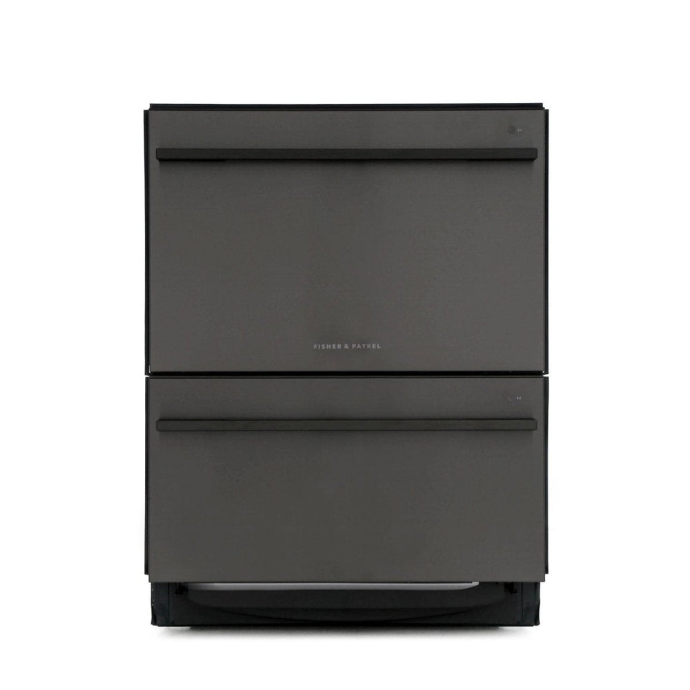 Fisher & Paykel Double DishDrawer DD60DDFHB9 Semi Integrated Standard Dishwasher - Black Steel Control Panel with Fixed Door Fixing Kit - Atlantic Electrics - 39477838086367 