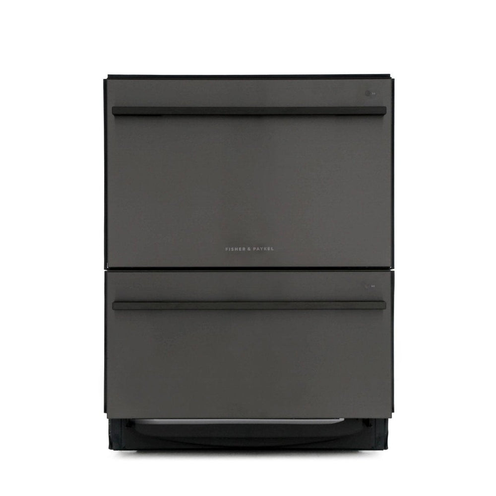 Fisher & Paykel Double DishDrawer DD60DDFHB9 Semi Integrated Standard Dishwasher - Black Steel Control Panel with Fixed Door Fixing Kit | Atlantic Electrics - 39477838086367 